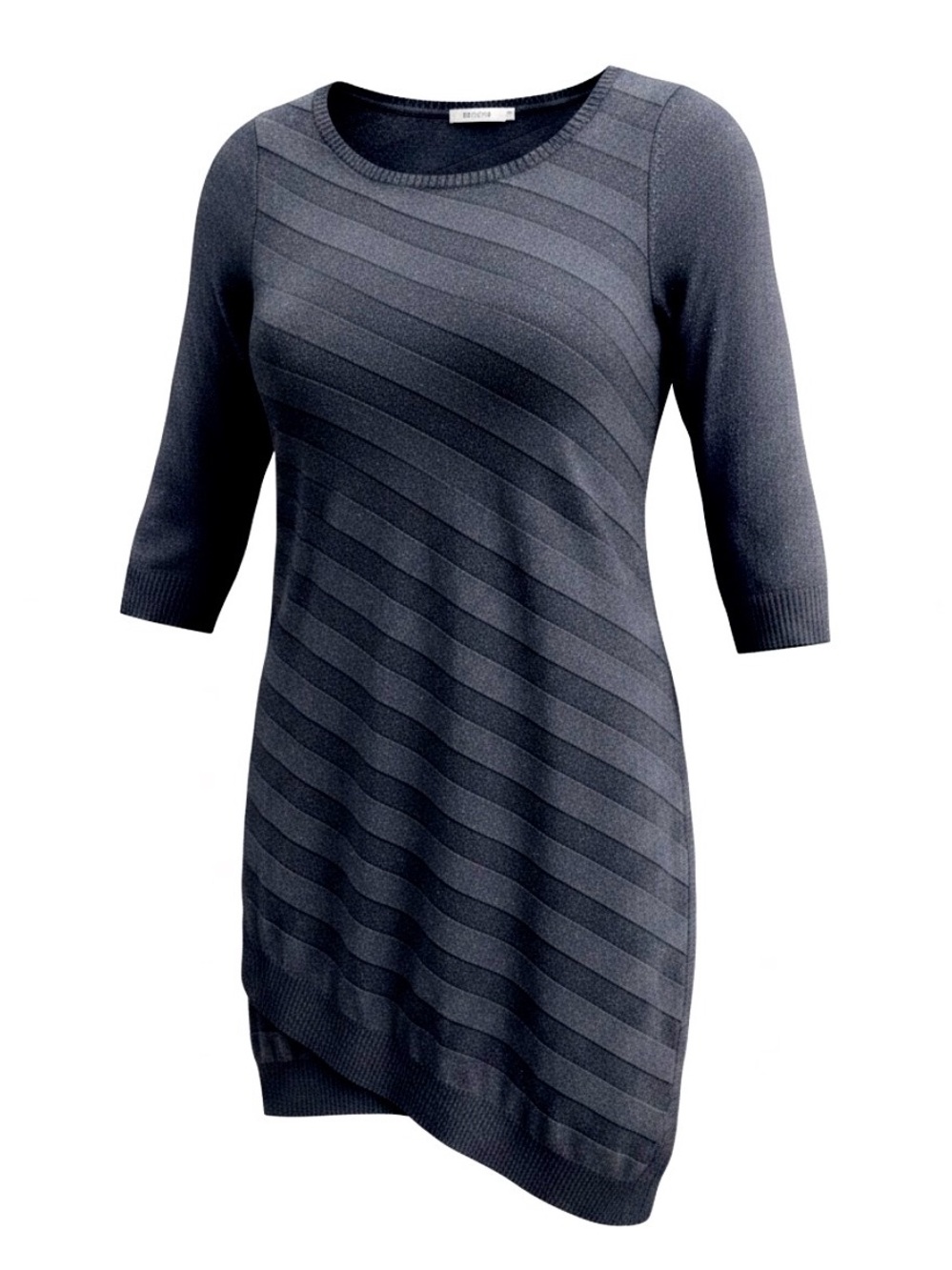 Ricki’s Asymmetrical Knit Sweater Dress with Three-Quarter Sleeves in Black